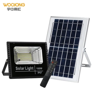 WOOJONG 2026 Hot Sell IP65 Outdoor Using Waterproof Solar Flood Light 150 Solar Led Floodlights for Garden