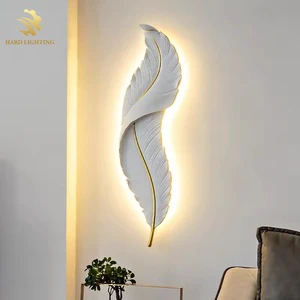 Contemporary Indoor LED Wall Lamp Feather Shaped with Resin Decorative Style for Hotel & Villa Lighting & Decor