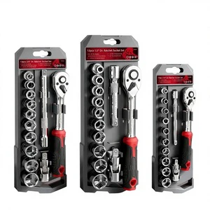 OEM 13pcs Ratchet Socket Set Bits Mirror Polished Chrome Vanadium Steel Metric Professional Mechanic Auto Repair Workshop Hand