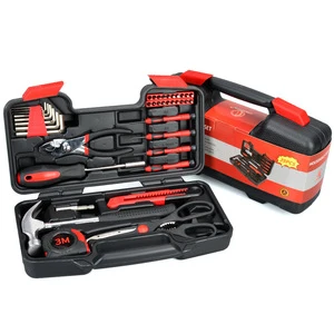 39pcs Carbon Steel Hardware Tool Kit with Plastic Box,home Using 31x18x8cm