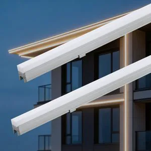 Straight Thin Linear Aluminum Rectangular Facade Contour Gray/Customizable Diffuser Cover IP67 Waterproof DC24V Led Light