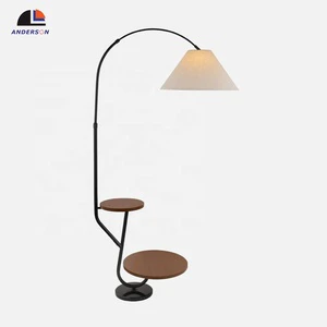 Curved Half Moon Arching Living Room Decorative Nordic Luxury Led Modern Arc Wooden Floor Lamp With Table