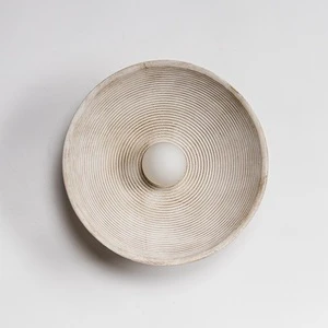 Retro White Resin Echoed Grooves Handcrafted Dome Circles Concentric Ceiling Wall Light Annual Ring Wall Lamp