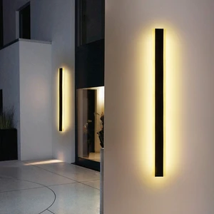 Modern Minimalist Solar Long Strip LED Wall Lamp, Waterproof Aluminum Linear Outdoor Sconce for Luxury Villa & Garden Accent