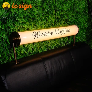 LC Custom LED Light Box Linear Tube Light Sign Slim Wall Mounted Light Box For Cafe Coffee Shop Restaurant Interior Decoration
