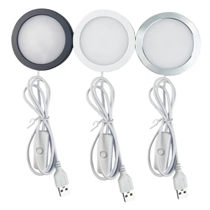 USB 3Watts SMD2835 LED Cabinet Light Cool Warm Neutral White Ceiling Spot Lamp with Switch 5V Cable Plastic Body Surface Mounted