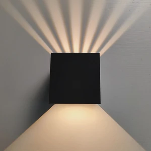 Modern Black Square LED Wall Lamp with Radiant Multi-Beam Effect - Stylish Outdoor Wall Sconce for Bedroom, Living Room