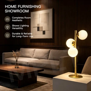 3-Globe Post Modern Table Lamp Golden Stem Frosted Bulb Accent Light For Entryway Console And Office Desk
