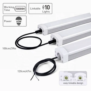 Supermarket Warehouse 40W 60W Triproof LED Batten Light 600mm 1200mm 1500mm Linkable Garage Waterproof Emergency LED Tri Proof