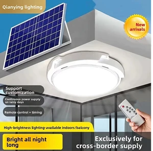 Energy-Saving Solar Ceiling Lamp Balcony Indoor Lighting IP65 LED Remote Control Three-Color Options 50000 Hours Lifespan