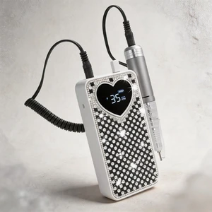Reliable Supplier 35000RPM Portable Rechargeable Electric Nail File With Luxury Rhinestone Design Efile Nail Drill Machine
