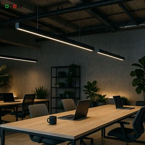 Simple Style Office Ceiling Hanging Linear Light Dimmable Aluminum Pendant Light 100lm/w