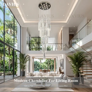 Custom K9 Crystal Triangle Rod Stairs Chandelier Stainless Steel Base High Ceiling Pendant Light For Villa Stairwell Majlis
