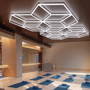 Hot Sale Waterproof 2433*4840mm LED Ceiling Light for Car Wash Workshop Garage with Hexagonal Design