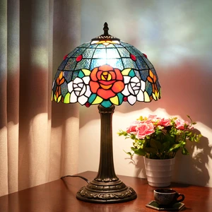 High Quality Antique Stained Glass Tiffany Table Lamp 12