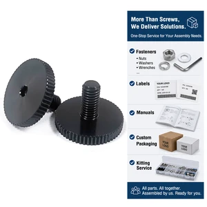 Black Knurled Thumb Screw Kit With Hex Socket - Hand-Tighten Adjustable Knob Bolt With Custom Kitting Service