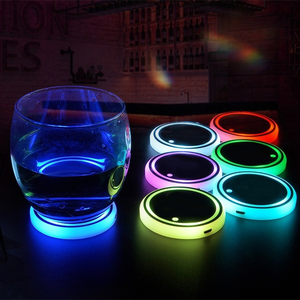 New Car LED Cup Holder Light Mats Car Coasters Bottle Atmosphere Light Constellation Backlight Lamp LED Cup 7 Colors Holder Pads