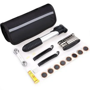 RTS Portable Mini Utility Tool Set with Inflator Tire Repair Wrench for Universal Bikes Metal & Rubber Construction Outdoor Use