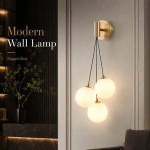 Decorative Modern Wall Lamp with White Round Glass Shades Iron Body G9 Switch Control 2-Year Warranty Apartment Villa Hotel Room