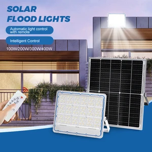 NanDe Manufacturer Powered Floodlight 100w 200w 300w 400w Waterproof IP65 Led Wall Mounted Solar Flood Light