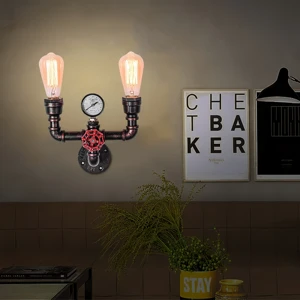 Cross-Border LED Iron Wall Lamp Industrial Wind Bar Hotel Restaurant Corridor Creative Three Headed Background Retro Nostalgic