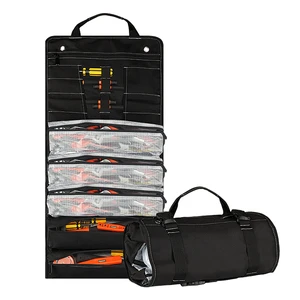 Custom Logo Heavy Duty Electrician Roll Up Tool Bag Organizer Portable Hardware Tool Roll Bag