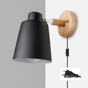 PHYVAL Nordic With Plug Iron E27 Macaroon 6 Color Bedside Wall Lamp Led EU/US Plug Wall Sconces with Switch