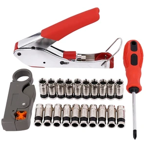 COMPRESSION TOOL RCA RG6 RG59 F CONNECTOR SCREW DRIVER FITTING CABLE COAX COAXIAL CRIMPER KIT