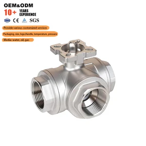 Industrial Grade Stainless Steel Manual Water OEM Three Way Ball Valve Female Threaded L T Port 1000 Wog