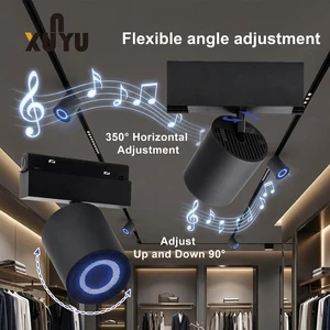Magnetic Track Light With Bluetooth Speaker 48V LED Ceiling Rail Smart For Retail Store Clothing Shop Display