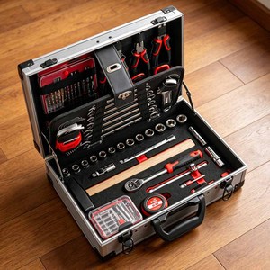 Trendy 105 Piece Sleek Auto Repair Tool Kit for Modern Garage Maintenance and Compact Aluminum Portable Case Box
