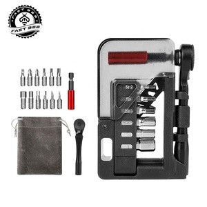 FAST BEE Bike Repair Tool Kit, Mini Portable Aluminum Alloy Bicycle Multi-Tool Set with Ratchet Wrench Screwdriver Bits for MTB