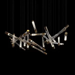 Luxury Hotel Lobby and Restaurant Murano Glass Rod Chandeliers Horizontal Bubble Pendant Lightings Art Decor