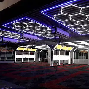 High Brightness Garage Lights Led Hexagonal Ceiling Light Wall Detail Lighting for Auto Workshop Gyms