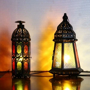 Dimming Diffuse Coffee Lamp Wrought Iron Glass Candlestick Morocco Lamp Creative Features the Mediterranean Metal Table Lamp
