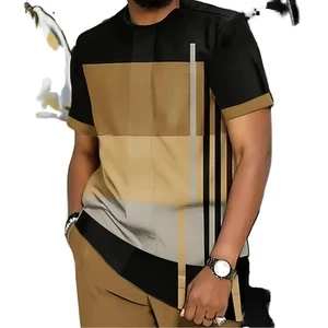 Men's Vintage Summer Short Sleeve 2-Piece T-shirt Trousers Set Digital Print Quick Dry Polyester/Cotton Outdoor Sports Casual