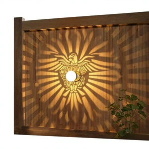 Solar Outdoor Waterproof Mandala Pattern Wrought Iron Wall Hanging Lamp with Eagle Design Manual Switch Warm Light for Courtyard