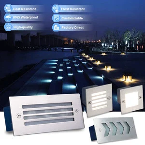 LED Outdoor Step Lamps Recessed Wall Corner Lamp Warm White 3000K Low Voltage 12V IP65 Waterproof Aluminum Underground Lights