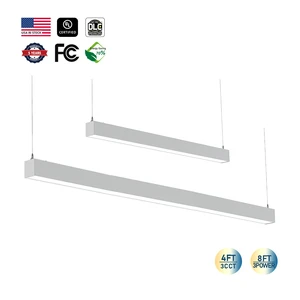 AC120-347V UL/DLC 3CCT 4FT 8FT Suspended Strip Tube Light Linkable Lamp Pendant Led Batten Linear Light For Schools Supermarkets