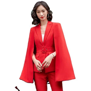 Wholesaler Dropship High-street Fashion 2-piece Cape Sleeve Set for Women Office-lady