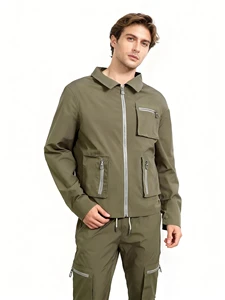 Custom Trend Casual 2 Piece Set Training Wear Jogger Long-Sleeved Slim-Fit Sports Men's Cargo Shirts Suit