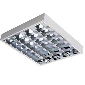 T8 Recessed Grille Lamp 2x18w 2x36w 3x18w 3x36w 4x18w 4x36w V Shape Leaf Louver Fitting 2ft 4ft T8 Fluorescent Light Fixture