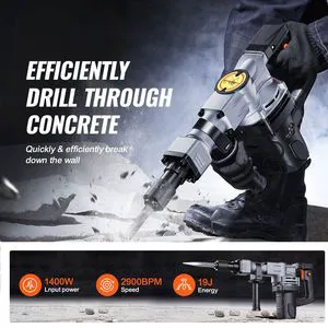1400W Electric Jackhammer 2pcs Chisels Bits Heavy Duty 2900 BPM Concrete Breaker Power Demolition Chipping Case