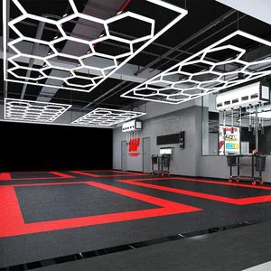 Hexagonal LED Garage Light Honeycomb Workshop Ceiling Lighting Hexagon Lamp Modular Connectable System