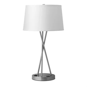 Lamparas Zhongshan Lighting Factory Straight Rectangle or Tapered Round Drum Shade Hotel Twin Table Lamp With Outlets