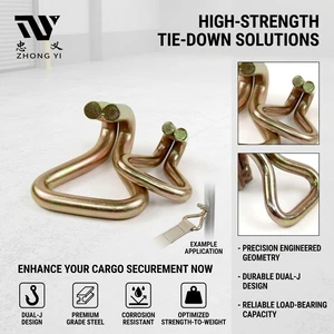 Double Row Hook Corrosion Resistant Steel Buckle Ideal for Motorcycle ATV Trailer Cargo Tie Down Secure