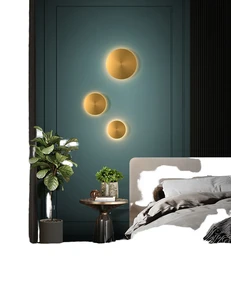 Nordic Round All Copper Modern Art Eclipse Wall Light Staircase Corridor Background Wall Bedroom Study Bedhead Wall Fitting