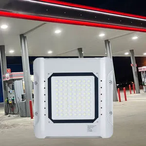 High Quality Energy Saving IP66 Square Recessed Gas Station LED Canopy Light 6000K Daylight Aluminum Construction Ra80 Dimmable