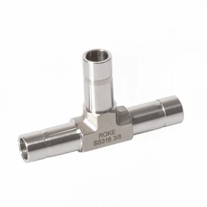 Stainless Steel Double Ferrules Tube Unions Port Tee Tube Fitting 1/8