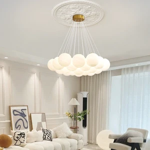 Nordic Modern Cream Style Living Room Lamp Creative Bubble Ball Girl's Room Bedroom Home Decoration Glass Moon LIGHTOPS